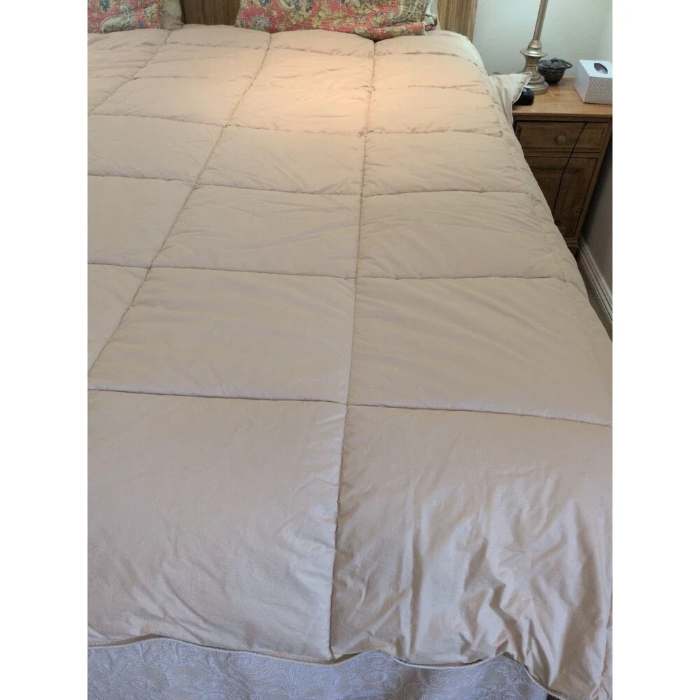 Lands End King Down Comforter Medium / Heavy Weight Neutral Flax Color